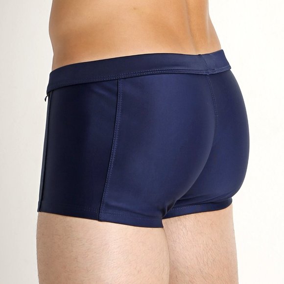 Tulio Men's Men's Square Cut Swim Trunk, w C-Ring Pouch, Navy, Nylon, XL (34-38) - Picture 5 of 14